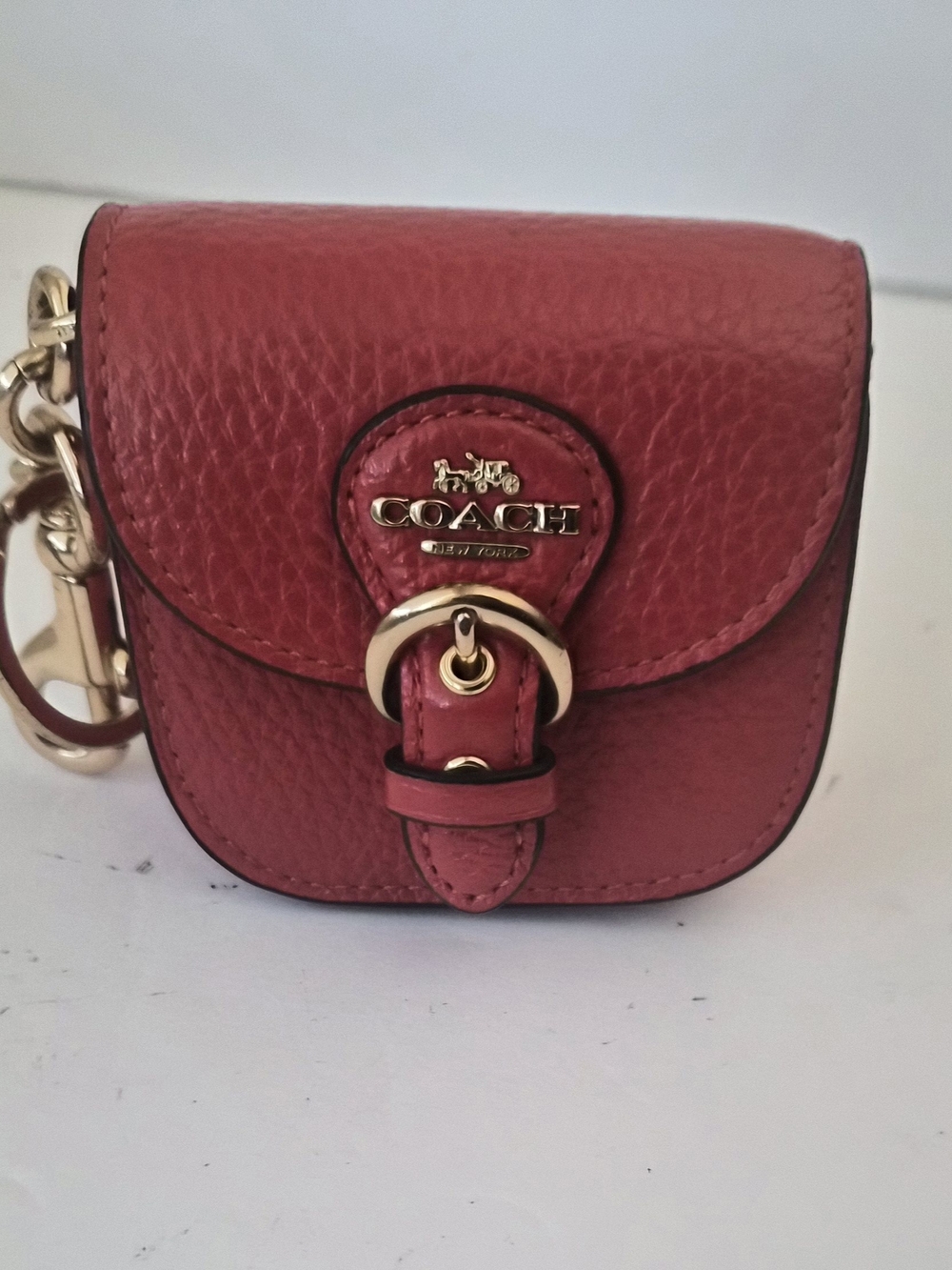NWT Coach Saddle Bag Charm Keychain in Red